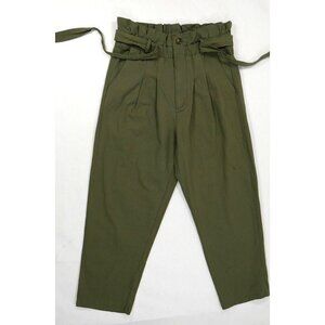 7 for All Mankind Green Paperbag Waist Belted Ankle Length Pants Womens Large***